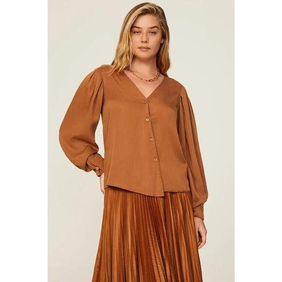 THAKOON COLLECTIVE Women's Button Detail Top Size 10 In Terracotta - Picture 1 of 11